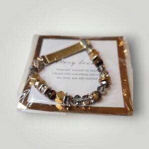 Keep Collected story bead bracelet mixed metal Gold and Brown Beaded Bracelet